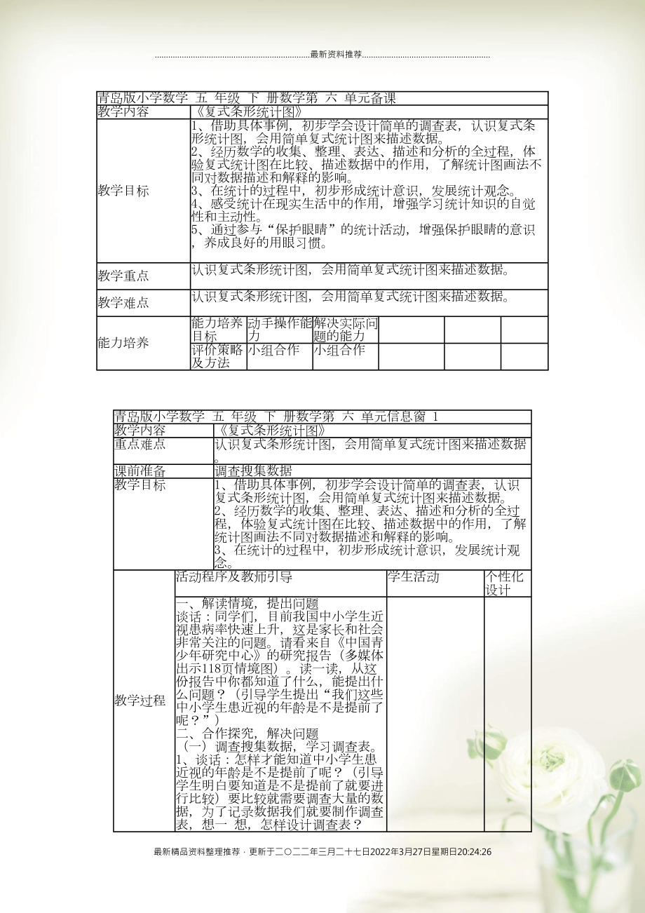 五年級(jí)數(shù)學(xué)下冊(cè) 第六單元 我們長(zhǎng)大了——統(tǒng)計(jì) 信息窗一教案 青島版(共6頁(yè)DOC)_第1頁(yè)