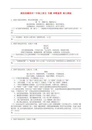 湖北省襄陽市一中高三語文 專題 詩歌鑒賞練習(xí) 人教版