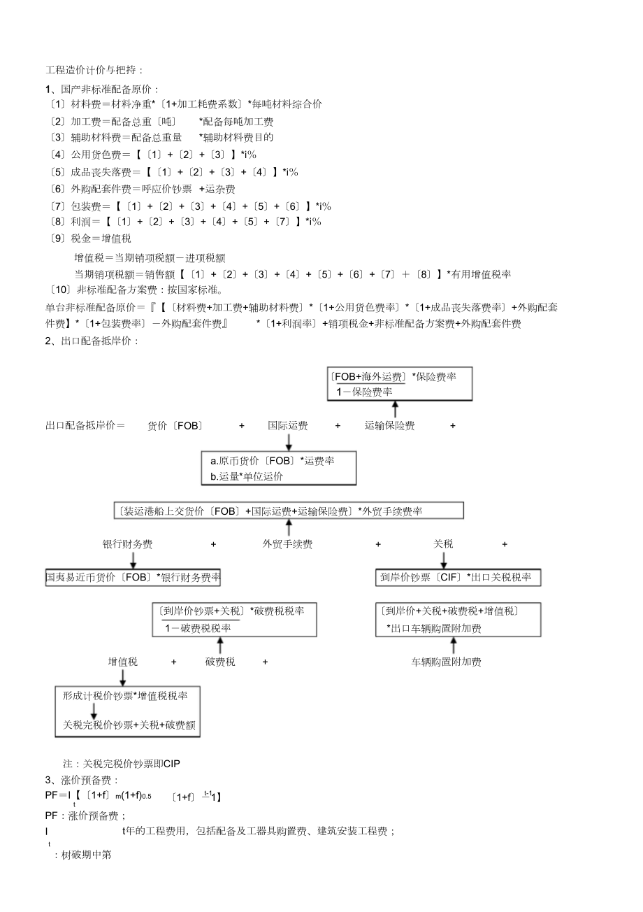 造价师考试案例公式大全_第1页