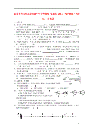 江蘇省海門市正余初級中學(xué)中考物理 專題復(fù)習(xí)練習(xí) 光學(xué)錯題（無答案） 蘇教版