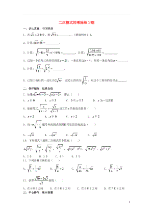 2013年中考數(shù)學(xué)知識(shí)點(diǎn) 二次根式專題專練 二次根式乘除練習(xí)題