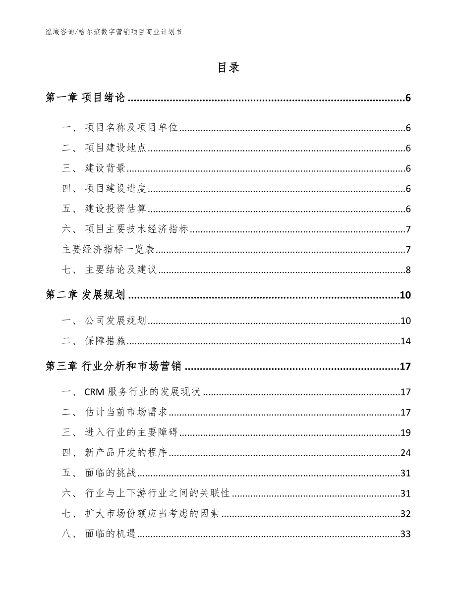 哈尔滨数字营销项目商业计划书_第1页